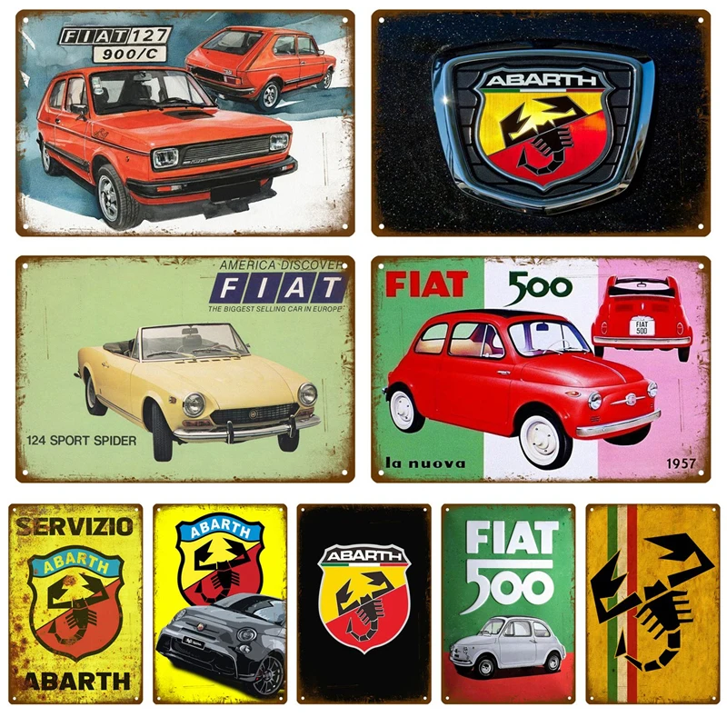 Ретро FIAT 500 Abarth автомобили металлический знак Олово гаражный доска декор для стен