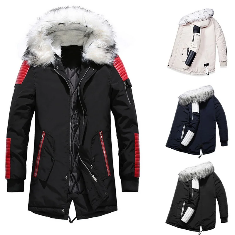 Cysincos брендовые зимние мужские парки, утепленные теплые парки, Повседневная Длинная Верхняя одежда с капюшоном и воротником, куртки, пальто для мужчин, veste homme