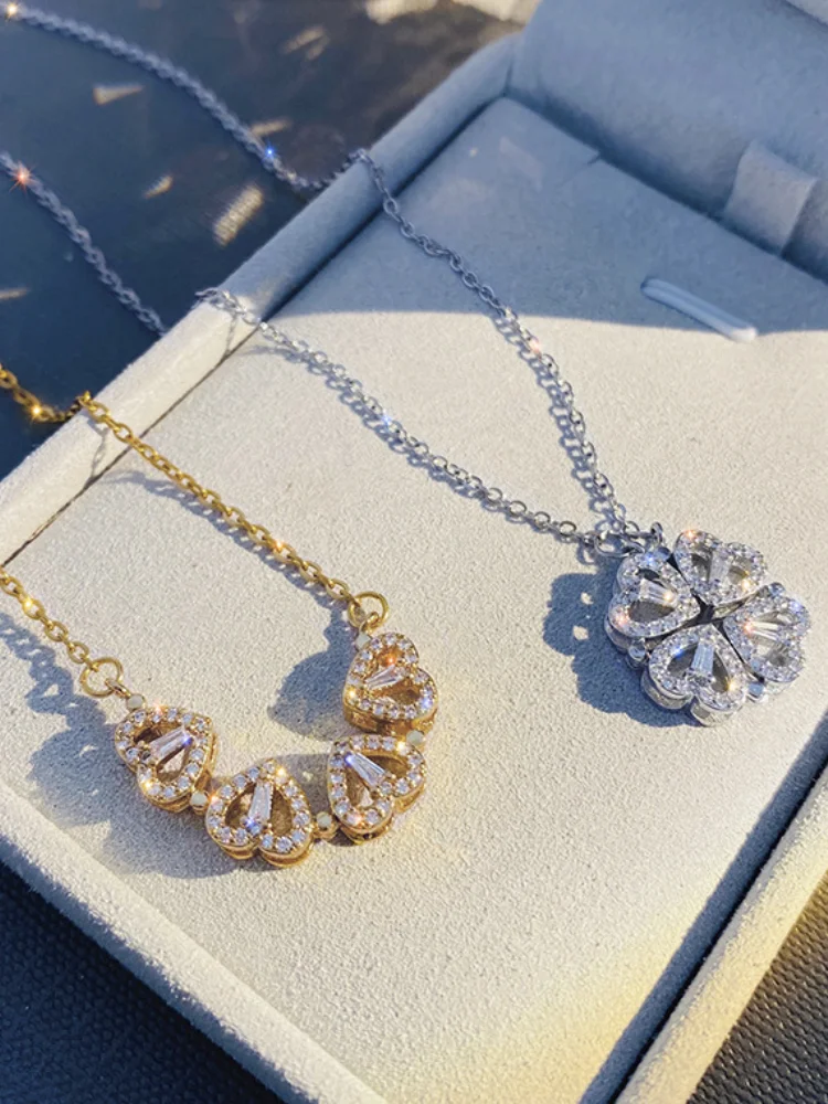 Ожерелье с подвеской в виде четырех листьев для женщин необычное колье 4