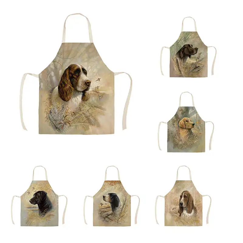 1 шт. фартук для кухни с рисунком головы черной собаки хлопковые и льняные фартуки
