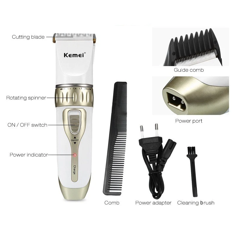 Мужской триммер для волос и бороды Kemei Беспроводная электрическая машинка