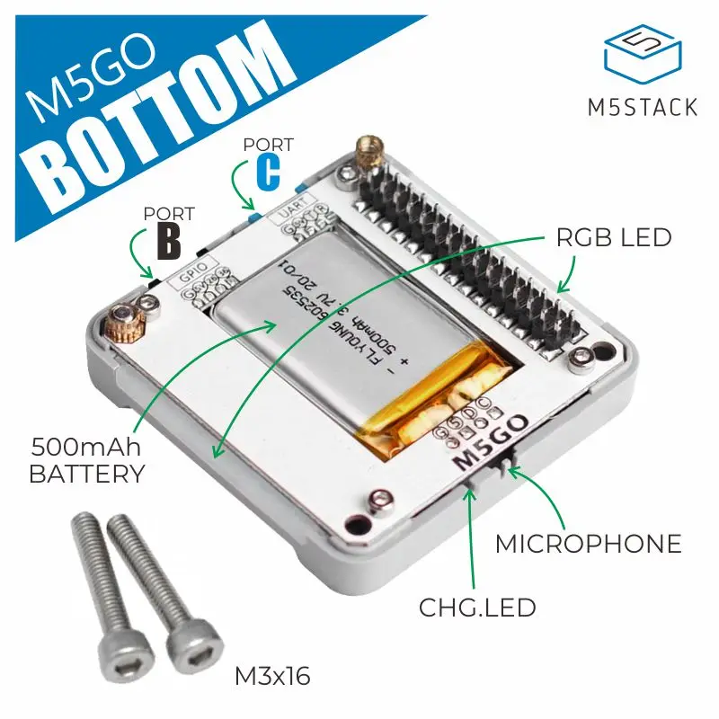 M5Stack Батарея дно ESP32 комплект Магнитный USB C M5GO/пожарной сигнализации с 500 мА/ч