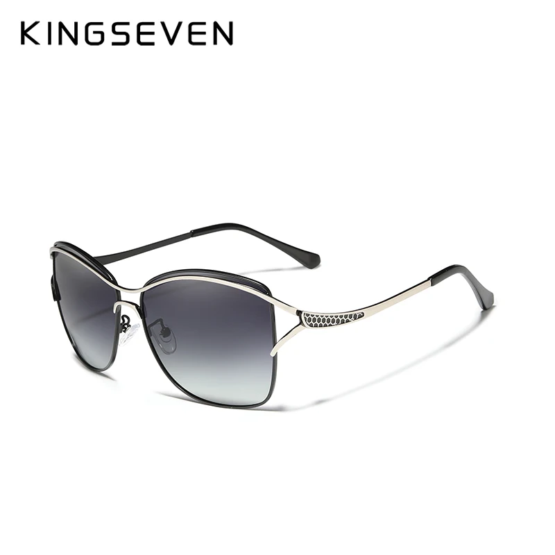 Black Gradient Gray KINGSEVEN солнцезащитные очки для женщин без оправы элегантные брендовые дизайнерские модные солнцезащитные очки с коробкой - Цвет линз: Black Gradient Gray