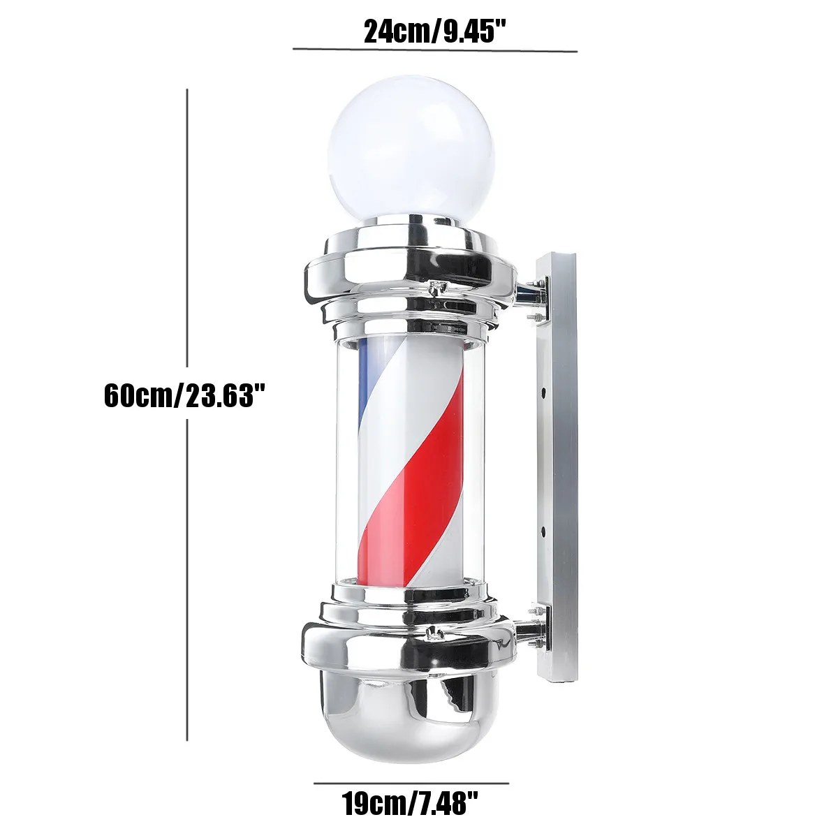 Светодиодный парикмахерской знак Полюс светильник красный белый синий в полоску