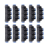10pcs pk 8mm pneumatic five way hose connector quick plug connector push in type suitable for air water pipe