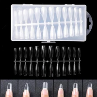 240pcsset t shaped nail tips waterdrop style long no crease fake coffin shape full cover fake nails for manicure