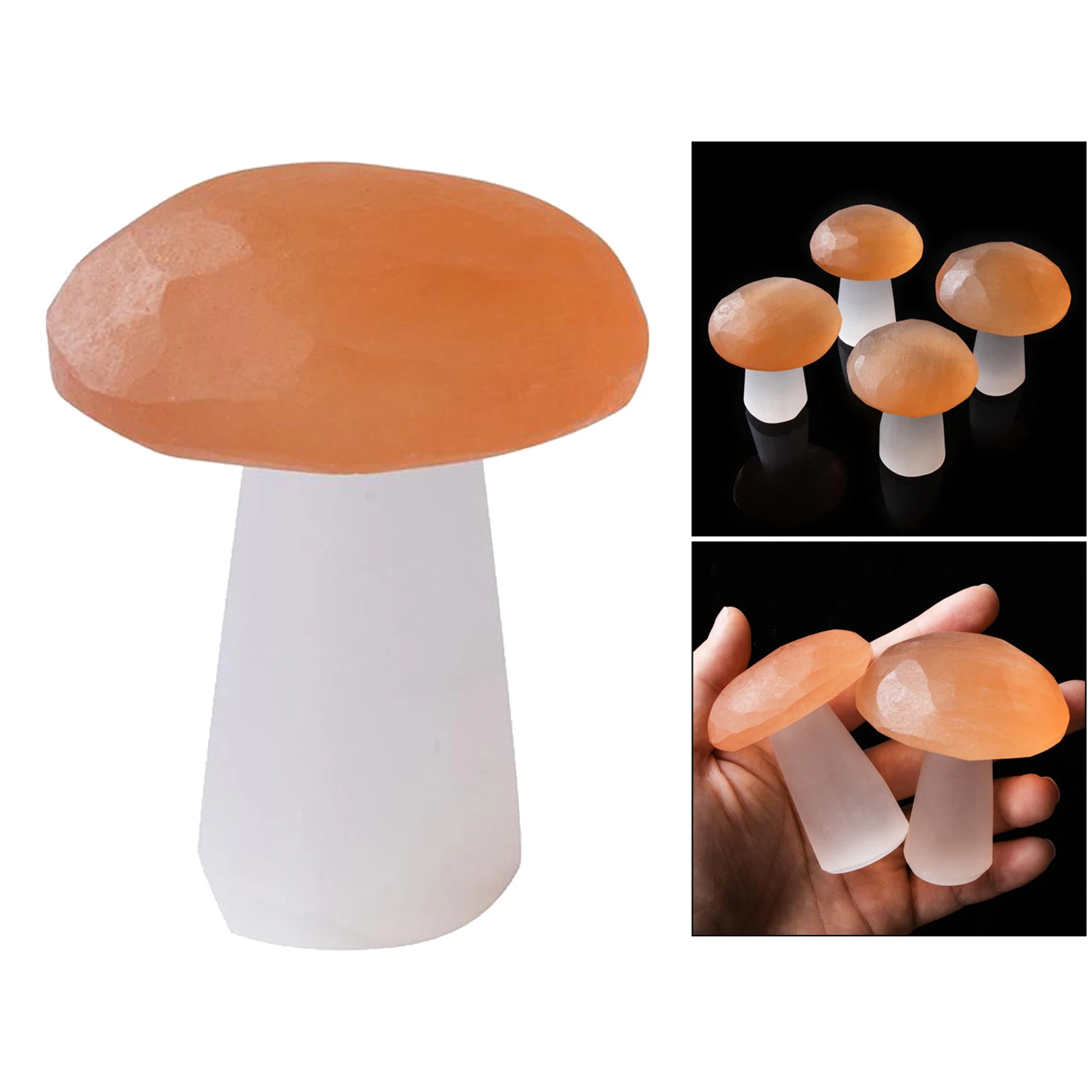 

Home Office Decoration Polished Mushroom Natural Quartz Stone Selenite Carved Mushroom Crystal Polished Mushroom Stone