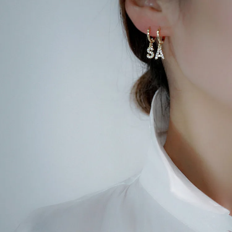 A Z 6 мм оригинальные серьги с буквенным принтом микро инкрустированные