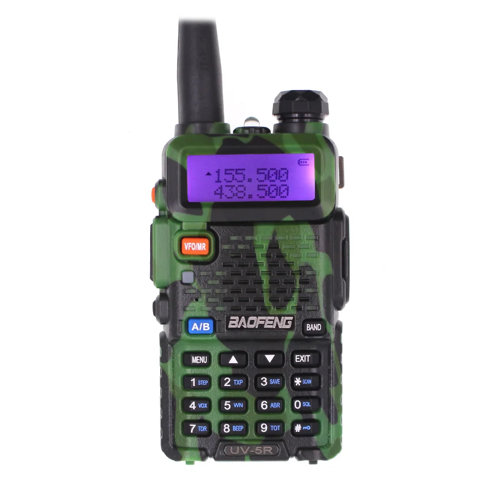 2 шт BaoFeng UV-5R Walkie Talkie Camo 5 Вт двухдиапазонный 136-174 МГц/400-520 МГц UV5R 128CH VOX фонарик FM трансивер для радиолюбителей