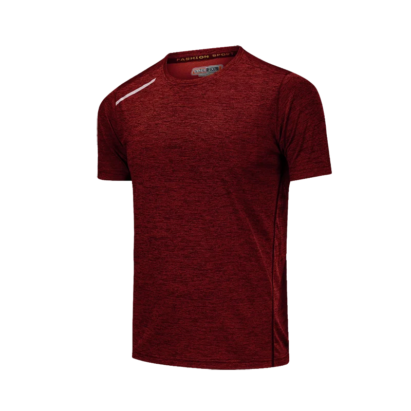 Мужская футболка для бега с коротким рукавом синяя спортивная круглым