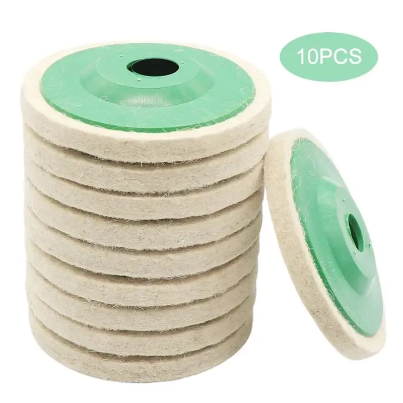 

10PCS 4'' 100mm Round Wool Polishing Pads Polishing Wheel Felt Disc Pad Set Buffer Tool for Angle Grinder Buffing and Cleaning