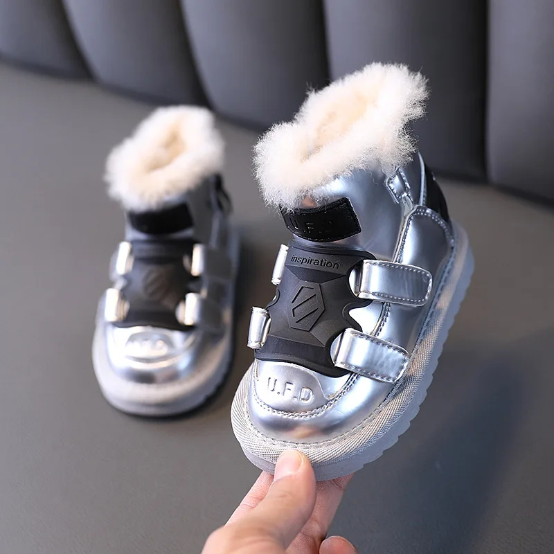 

Children's Snow Boots Baby Cotton-padded Boots Children's Waterproof Snow Boots Winter Plus Velvet Thick Warm Kids Shoes