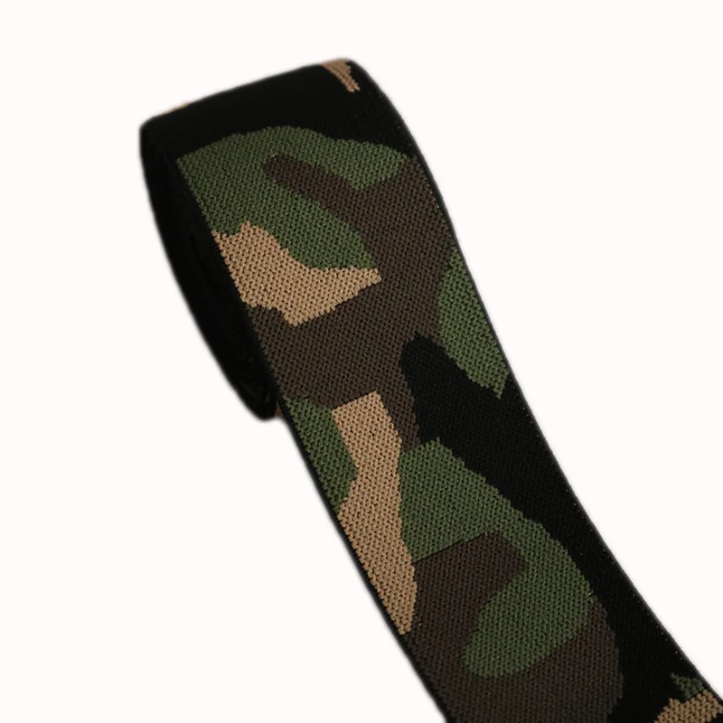 

50 Yards/Lot Army Green Camouflage Elastic Band 38mm Width Elastic Ribbon Polyester For Clothing DIY Garment Sewing Accessories