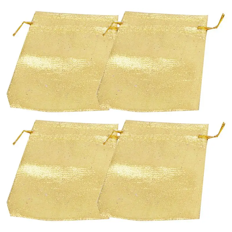 25Pcs Drawstring Non-Woven Fabric Voile Jewelry Favour Wedding Candy Gift Pouch Bags (Golden) | Дом и сад