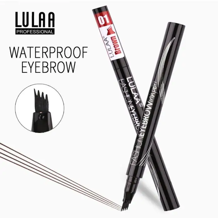 LULAA, водостойкая натуральная ручка для бровей, четыре когтя, для бровей, ТИНТ, макияж, четыре цвета, карандаш для бровей, коричневый, черный, серый, кисть, косметика