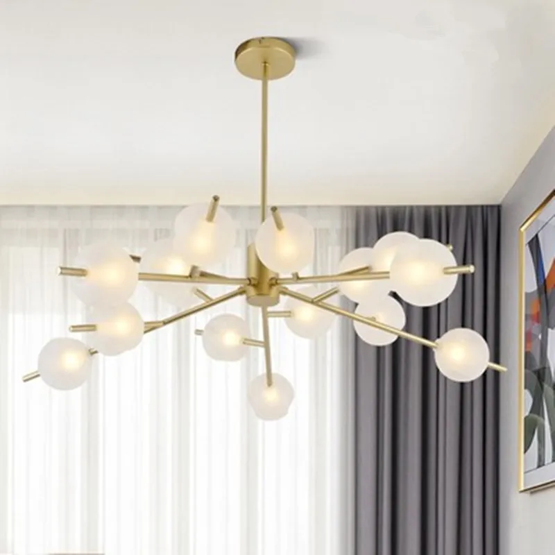 

Nordic pastoral restaurant bar living room pendant light modern glass ball branch clothing store pendant lamp