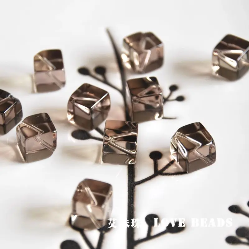 half string 5.9&quot15cm natural stone smoky quartz cube loose beads DIY jewelry making for women | Украшения и аксессуары