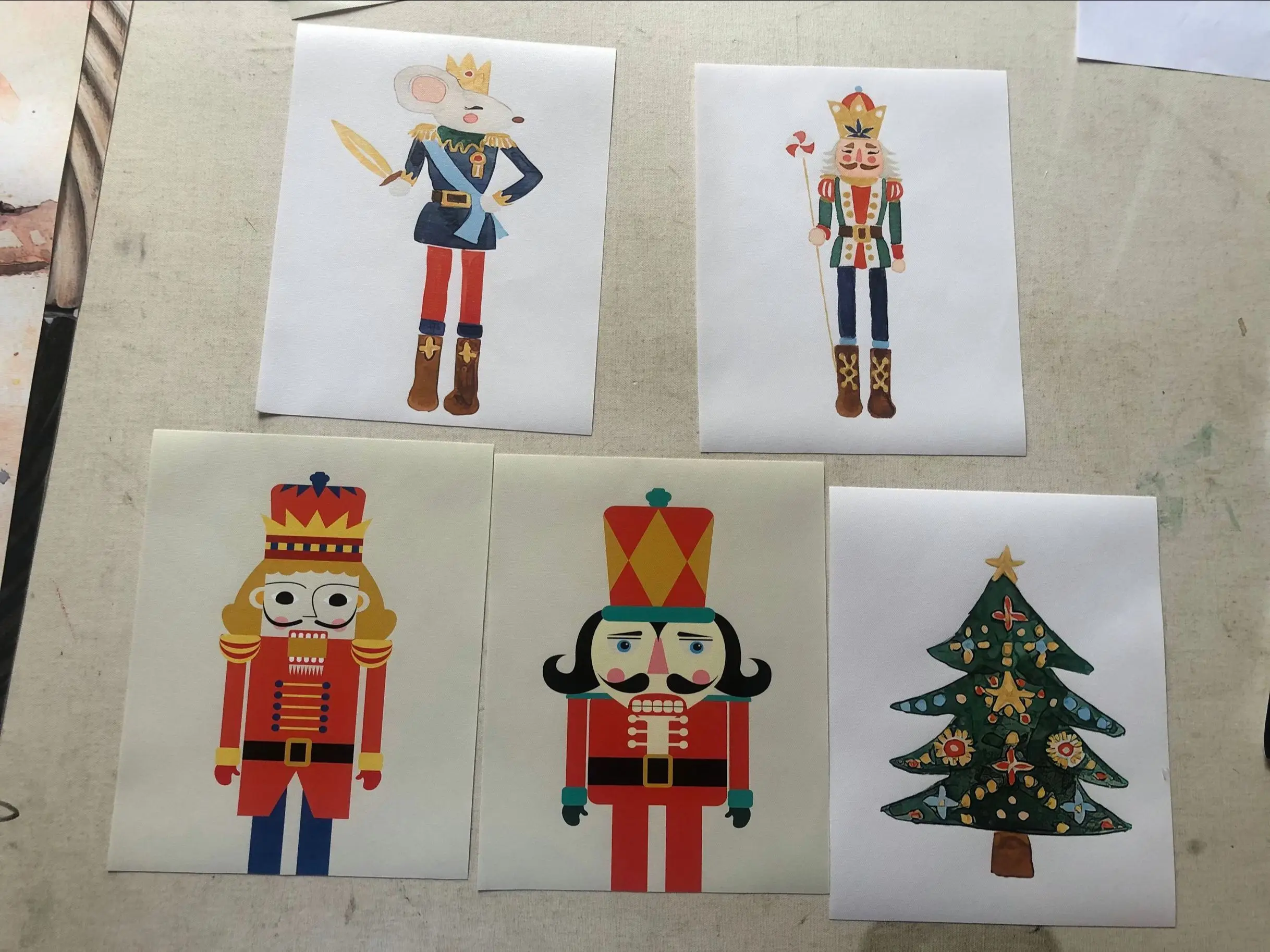 Рождественский гайковёр принты акварельные настенные картины праздничный