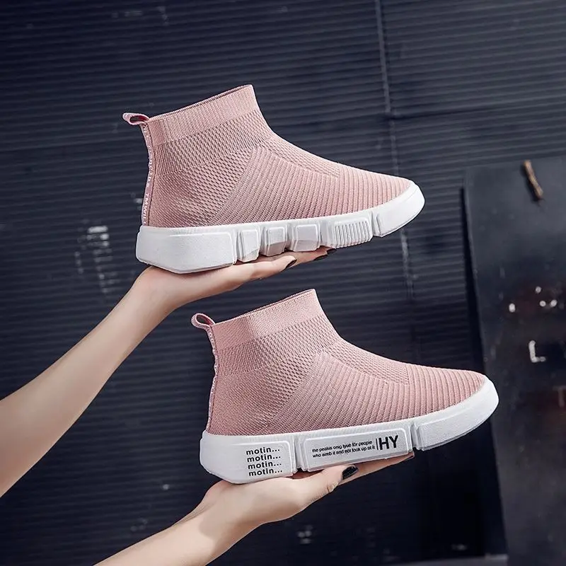 

Socks Shoes Women's Summer 2020 New Breathable Mesh Sneakers Students Korean-Style Casual High-Top Board Shoes
