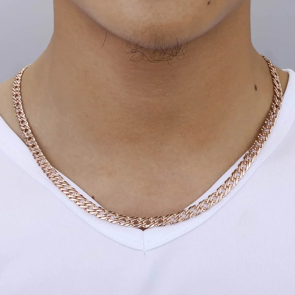 Ожерелье из розового золота шириной 6 5 мм для мужчин и женщин покрытое панцирной