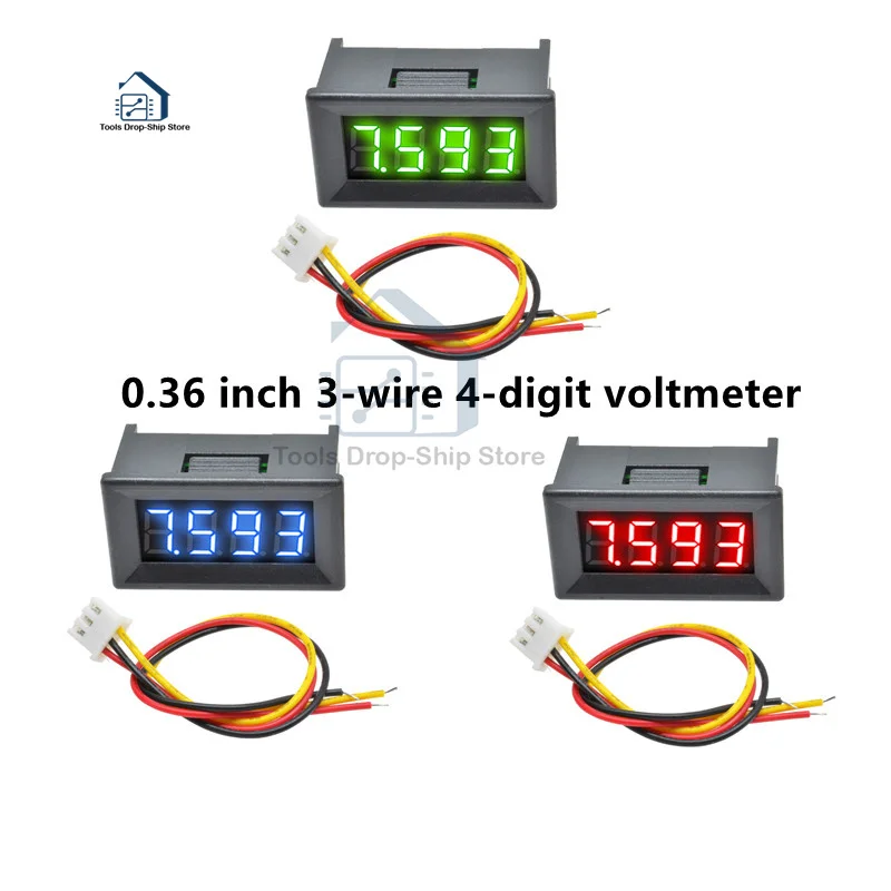 

0.36'' Mini Digital Voltmeter Volt Voltage Meter LED Display DC 0-100V 3 Wire Voltmeter Gauge Meter Detector Monitor Panel