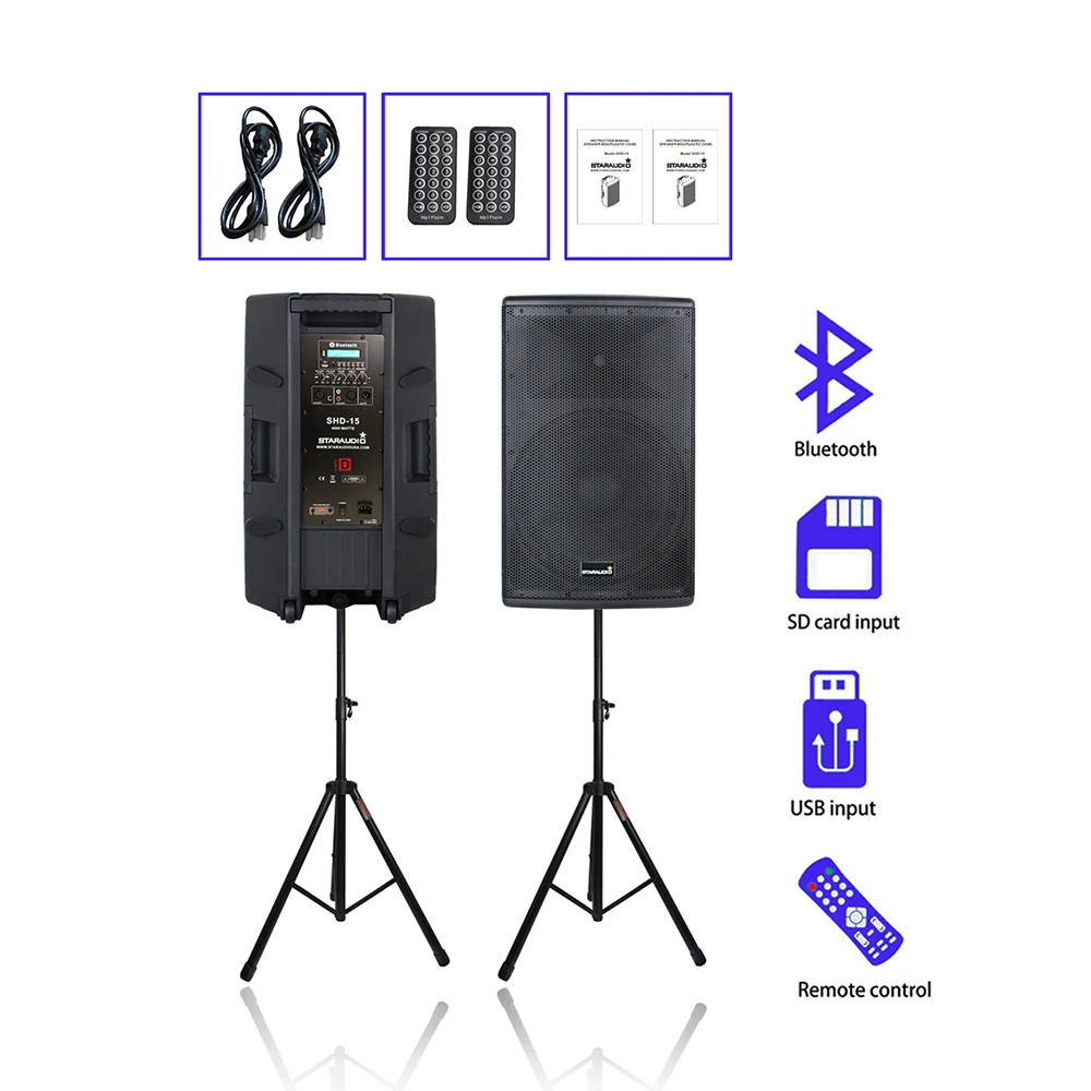 STARAUDIO 2 шт. 15 дюймов 4000 Вт PA DJ питание активных Динамик s Системы W/Bluetooth сценический