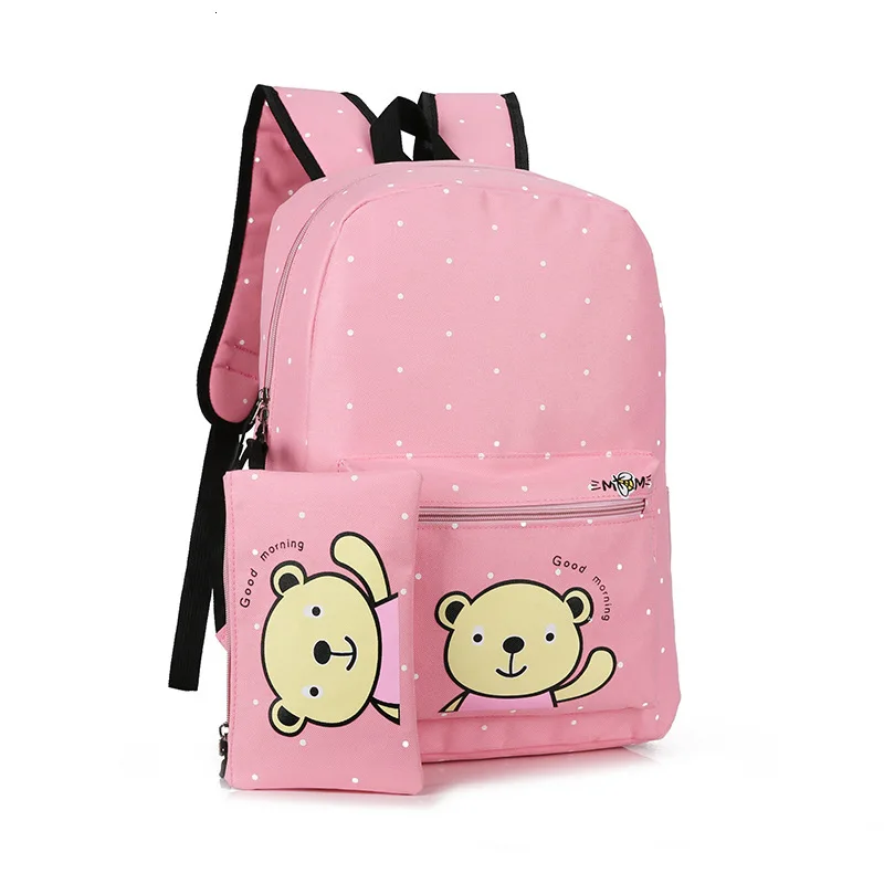 Thick dot print ladies backpack Fashion canvas school backpack for girls Large-capacity kids school bags schoolbags mochila