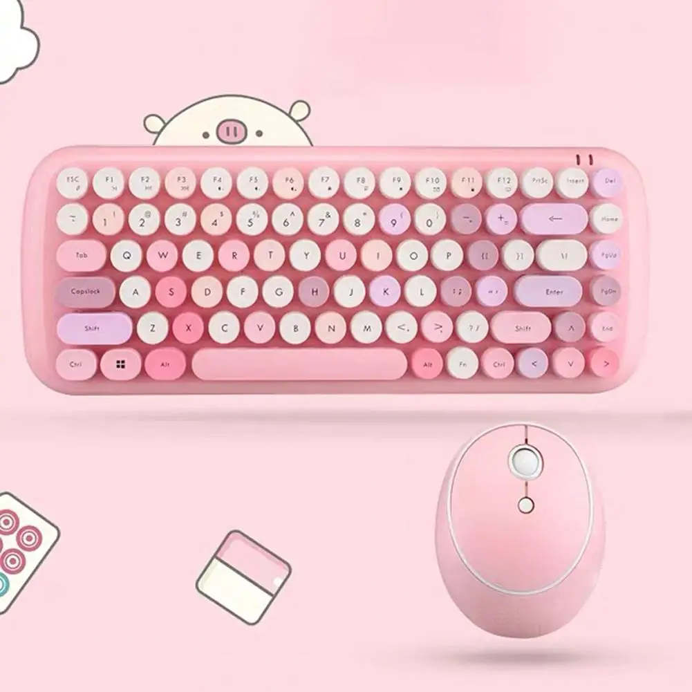 

Cute Mini Portable Wear-resistant 2.4G Wireless Keyboard Mouse Set for Computers Mixed color mini keyboard and mouse