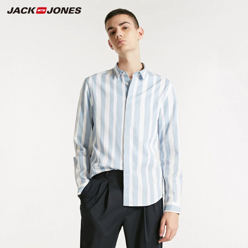 Мужская рубашка с длинными рукавами в контрастную полоску JackJones | 219105508 одежда