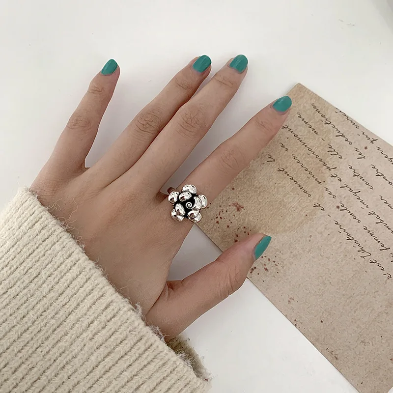 

Todorova 925 Sterling Silver Rose Flower Rings For Women Open Retro Luxury Simple Trendy Prevent Allergy Vintage Jewelry