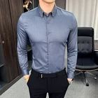 Новинка осени, Мужская модная эксклюзивная Однотонная рубашка с отложным воротником и длинными рукавами