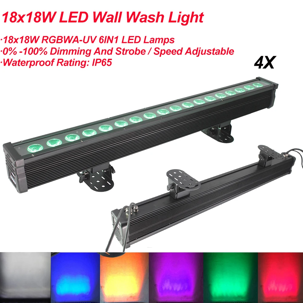 4 шт./лот 2020 Новый сценический DJ Equipmen 18x18 Вт RGBWA UV 6в1 водонепроницаемый настенный