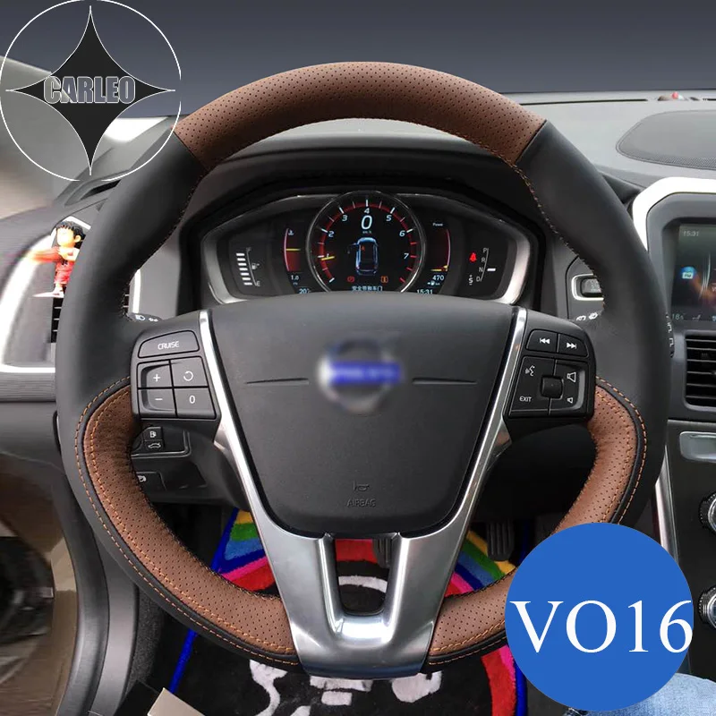 Car Steering Wheel Cover for Volvo XC60 S90 S60L XC90 S80 V60 C40 C30 Genuine Suede Leather Stitching Customized Holder