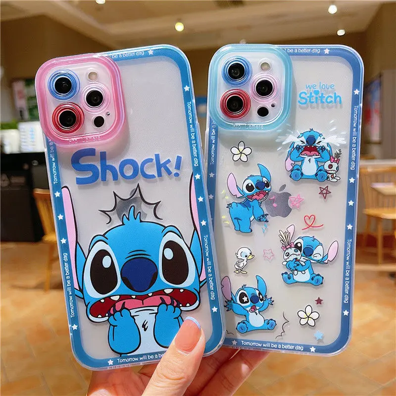 

Disney Stitch Cartoon Mobile Phone Case for iPhone 13 12 12Pro Max 11 Pro X XS MAX XR 7 8 Plus SE Cute Anti-Fall Covers