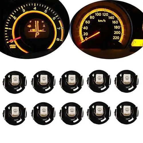 

10 Pcs T4.2 12V 1 W LED Bulb Car Instrument Dashboard Meter Panel Lights Lamps High Brightness Car Interior Lights Accessories