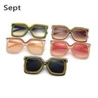 sept square sun glasses women glasses fashion vintage crystals sunglass women brand designer big frame