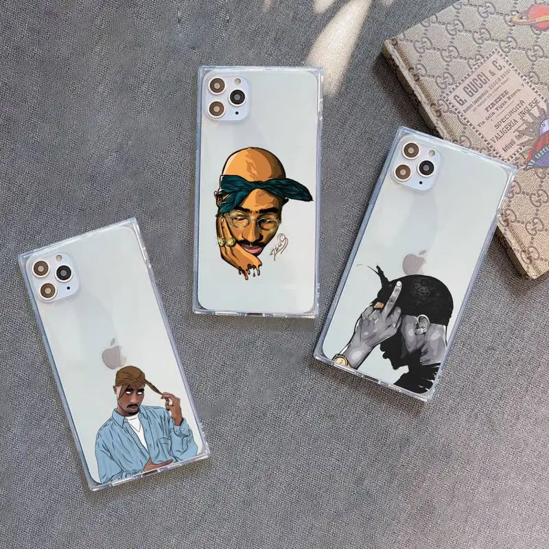 

Rapper 2pac singer Phone Case Transparent for iPhone 7 8 11 12 se 2020 mini pro X XS XR MAX Plus