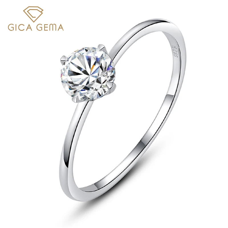 

Кольца GICA GEMA 1 карат с муассанитом для женщин и девочек, из настоящего серебра 925 пробы, с четырьмя закрепками, классические модные ювелирные ...