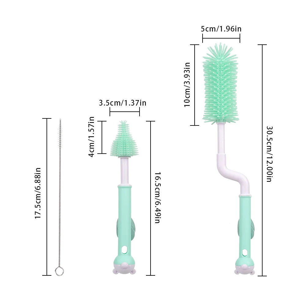 

3Pcs/set Baby Bottle Brush Long Handle Baby Nipple Milk Bottle Cup 360 Degree Silicone Cleaner + Pacifier Brush Bottle Cleaner