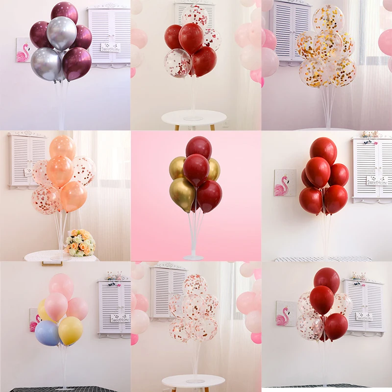 

7pcs/set Tubes Balloons Stand set Holder Column Confetti Happy Birthday Balloons Baby Shower Wedding Birthday Party Decoration