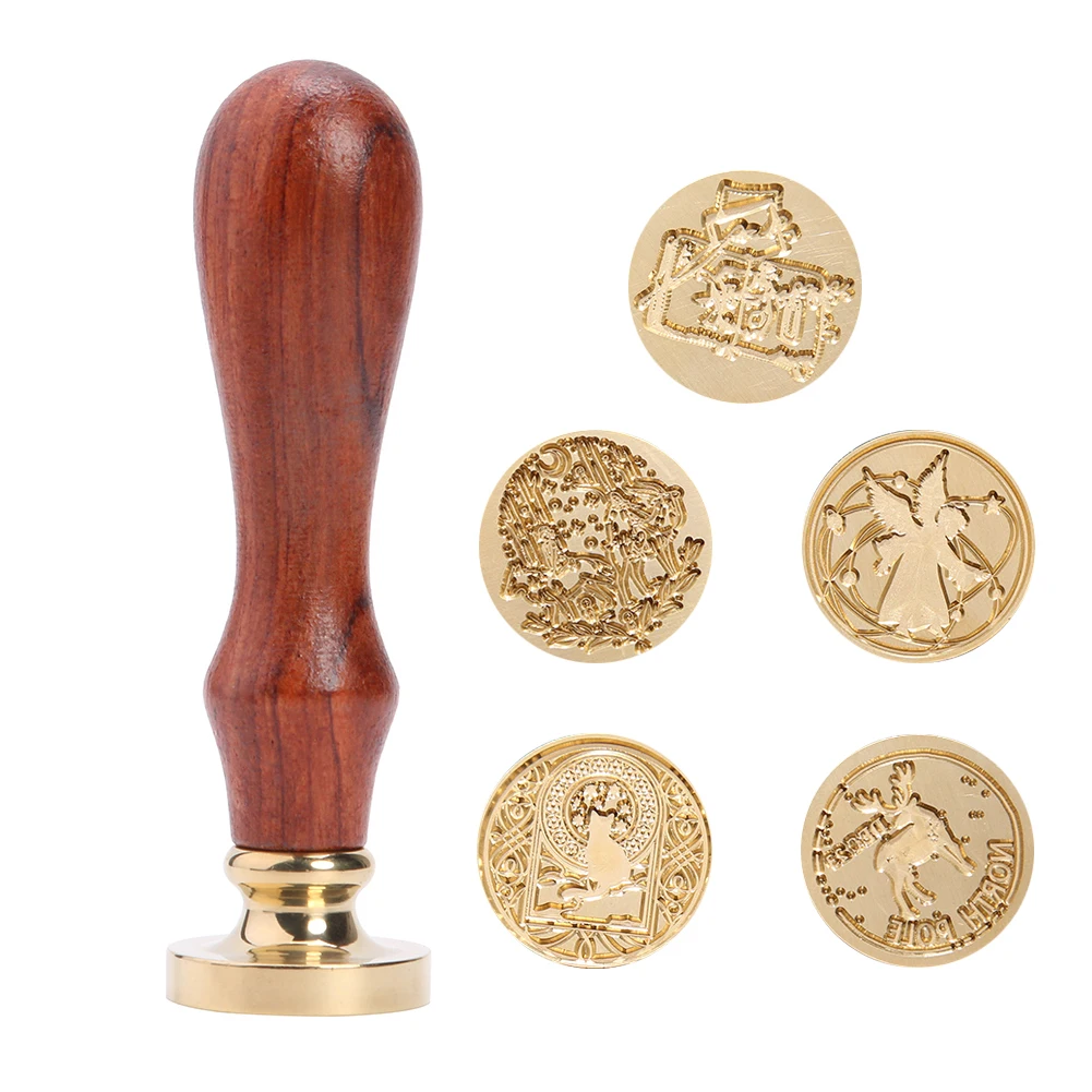 Античный металлический уплотнительный воск штампы с деревянной ручкой штамп для