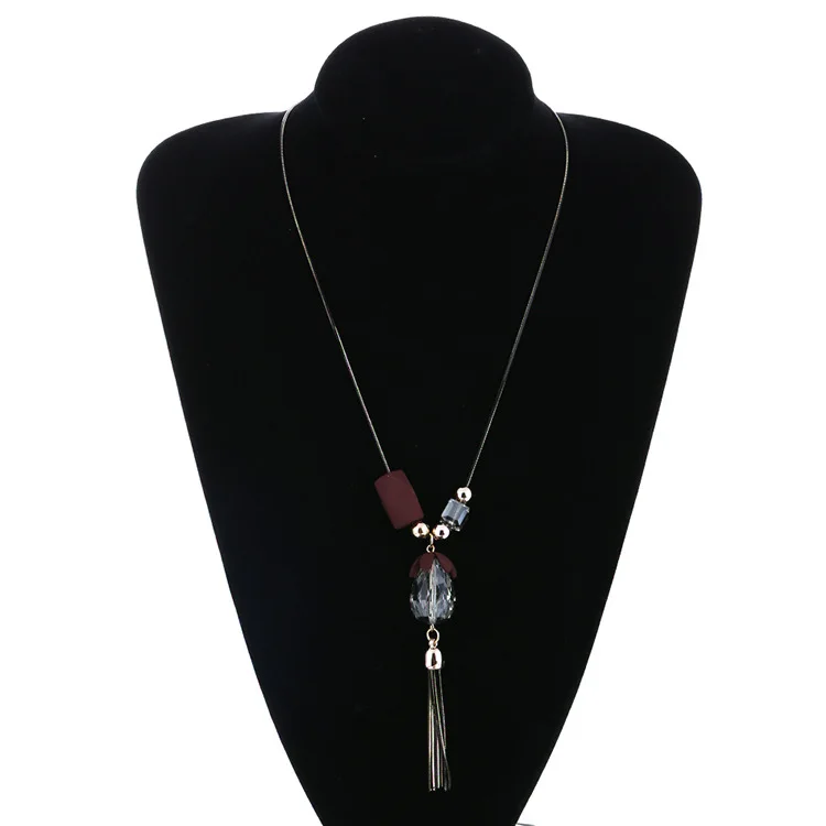 Модное Хрустальное бисерное длинное ожерелье с кисточками для женщин и девушек
