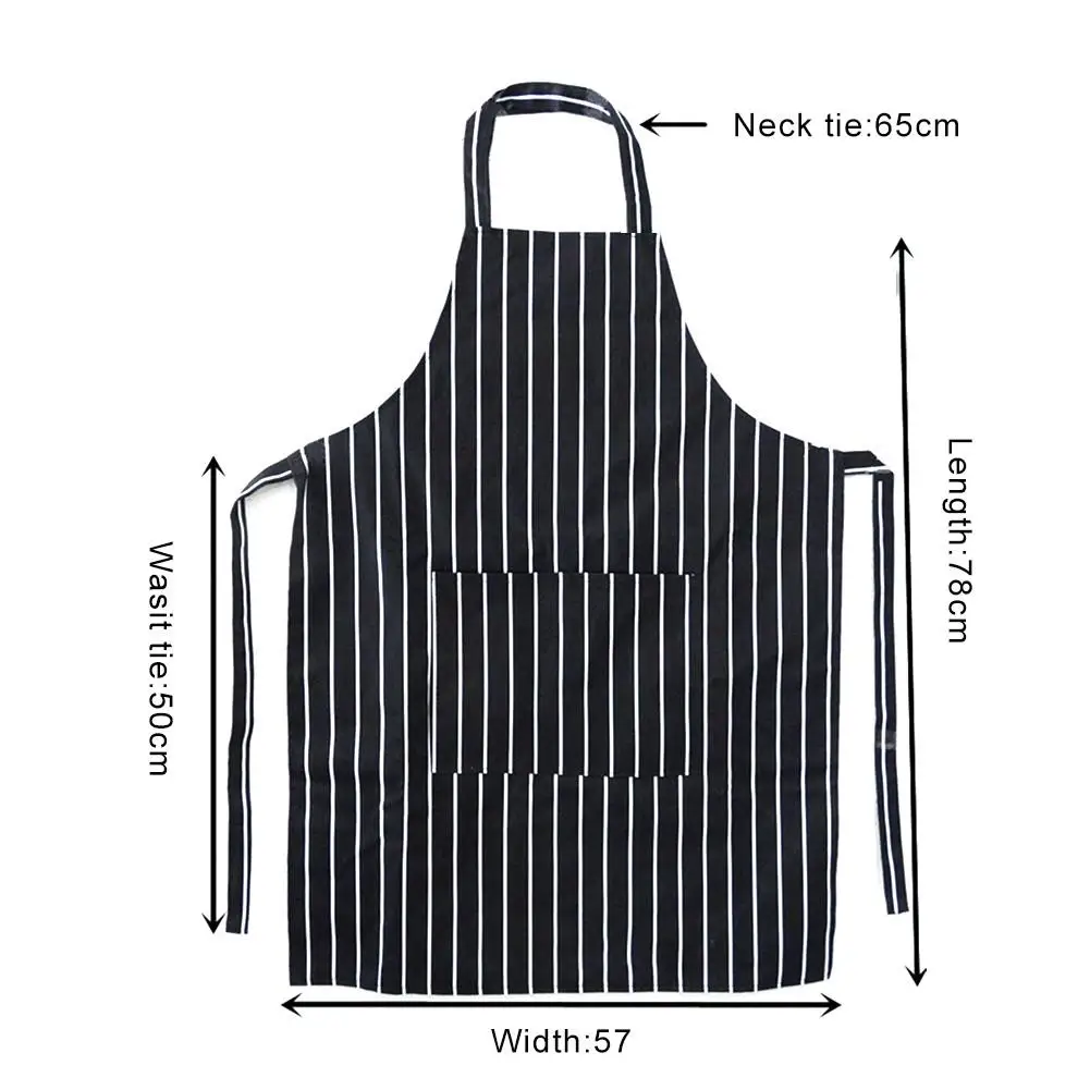 

2021 New Half-length Adult Apron Hotel Restaurant Chef Waiter Adjustable Striped Apron Kitchen Cook Apron With 2 Pockets