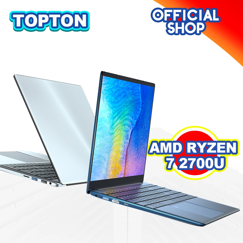 Topton 15 6 дюймовый ноутбук AMD Ryzen 7 2700U 4 ядра 8 ниток Vega 10 графика Игровые ноутбуки