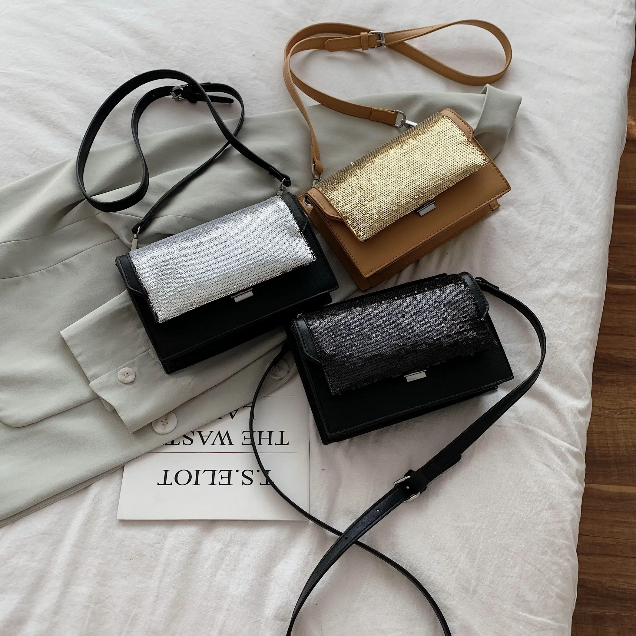 Сумка-мессенджер с блестками женская модная Блестящая Сумочка на плечо из