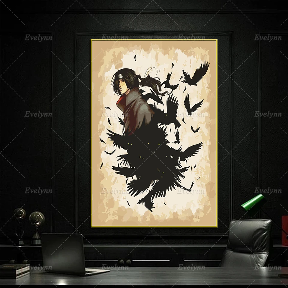 

Naruto Itachi Uchiha Crow Anime Canvas Poster Nordic Home Bedroom Decor Prints Pictures Modern Living Room Cuadros Wall Painting
