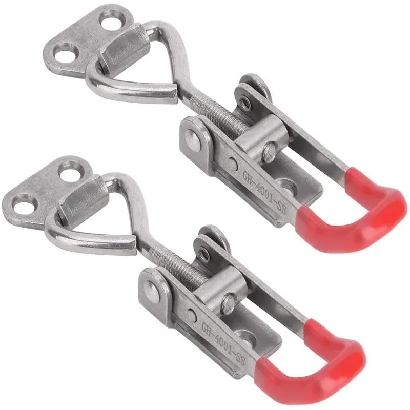 

2pcs Quick Toggle Clamp, 304 Stainless Steel GH-4001-SS Small Adjustable Buckle Tool Horizontal Clamps Hand Heavy Duty