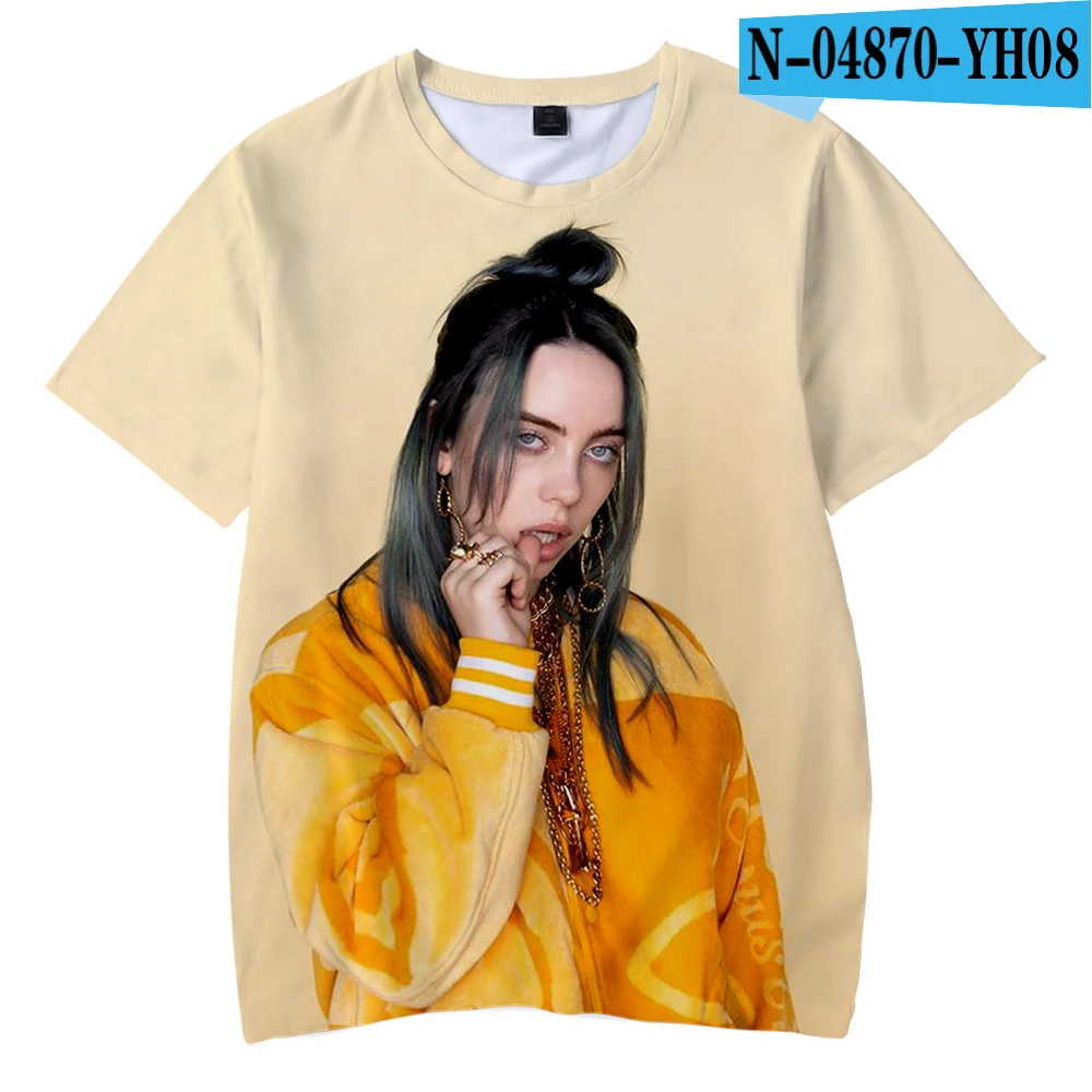 Многоцветный Billie Eilish/ летняя футболка для мальчиков, Детская футболка с 3d принтом для мальчиков и девочек, детская одежда для 4, 5, 6, 7, 8, 9, 10, 12 лет - Цвет: Многоцветный