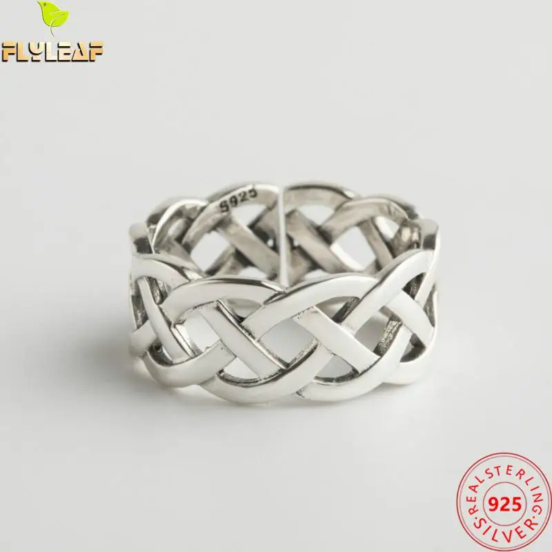 

925 пробы серебряная ткань чистая Открытые Кольца для Для женщин в стиле ретро; Ботинки из органической кожи; Женский Винтаж ювелирные издели...