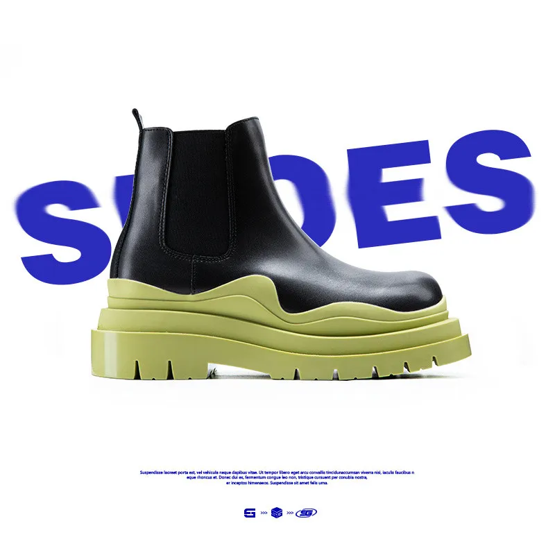 

Ankle Boots Platform Men Shoes Leather Black Waterproof Boots Mens Outdoor Shoes Leather Casual Shoes For Men Chunky Boots